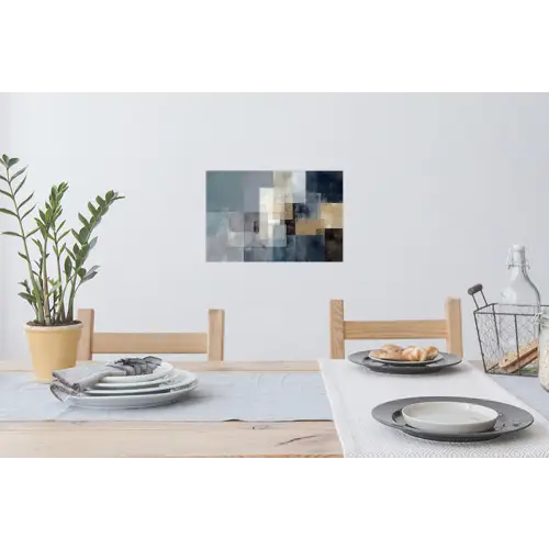 Rechthoeken - Abstract - Blauw Muursticker klein -eettafel