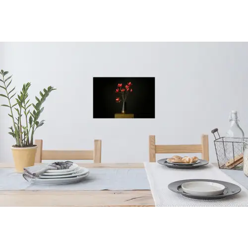 Rode - Bloemen - Vaas Muursticker klein -eettafel