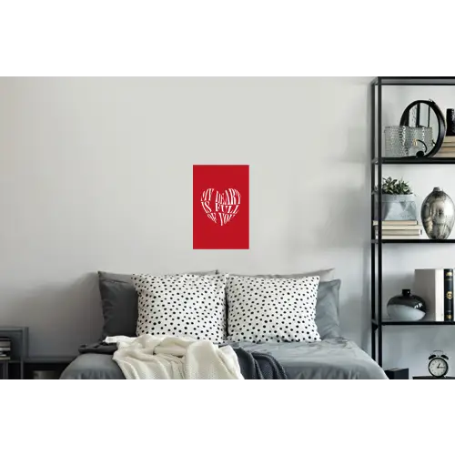 Rood - Hart- Tekst - Valentijn Muursticker klein -slaapkamer