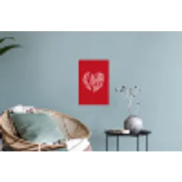 Rood - Hart- Tekst - Valentijn Muursticker klein -plant