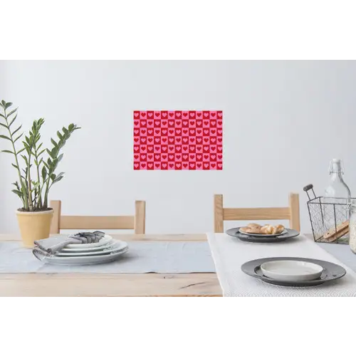Rood - Roze - Schaakbord - Valentijn Muursticker klein -eettafel