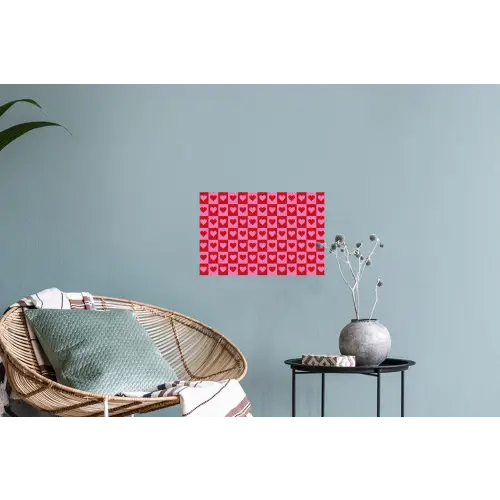 Rood - Roze - Schaakbord - Valentijn Muursticker klein -plant