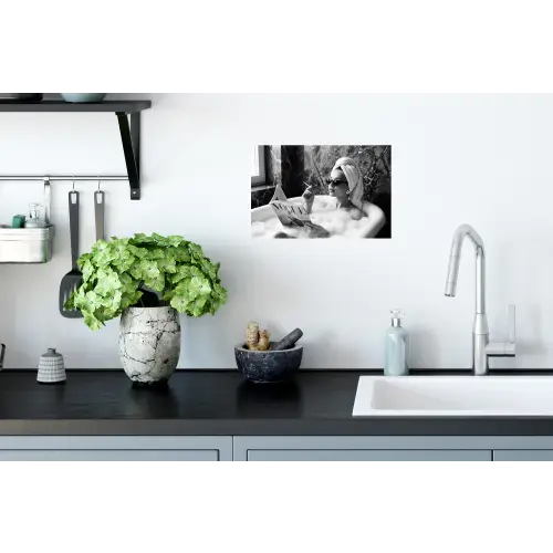 Relaxt - Bad - Zwart - Wit Muursticker klein -keuken