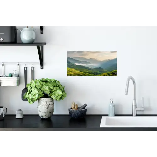 Rijstvelden - Bergen - Groen - Natuur Muursticker klein -keuken