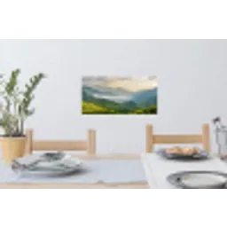 Rijstvelden - Bergen - Groen - Natuur Muursticker klein -eettafel