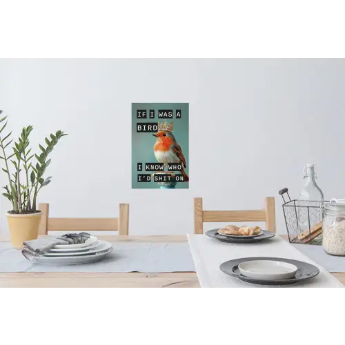 Roodborstje - Vogel - Blauw - Decoratie Muursticker klein -eettafel