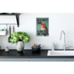 Roodborstje - Vogel - Blauw - Decoratie Muursticker klein -keuken