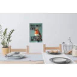 Roodborstje - Vogel - Blauw - Decoratie Muursticker klein -eettafel