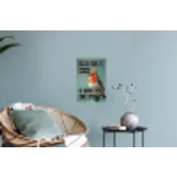 Roodborstje - Vogel - Blauw - Decoratie Muursticker klein -plant