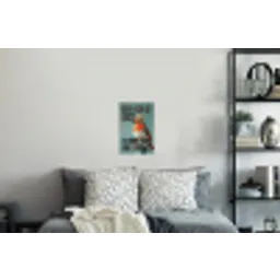 Roodborstje - Vogel - Blauw - Decoratie Muursticker klein -slaapkamer