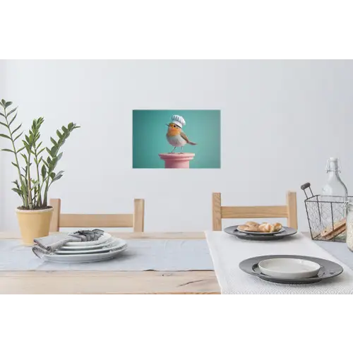 Roodborstje - Vogel - Koksmuts - Sokkel Muursticker klein -eettafel
