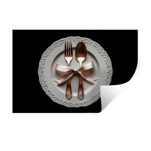 Rose - Strik - Bestek Muursticker klein -3d