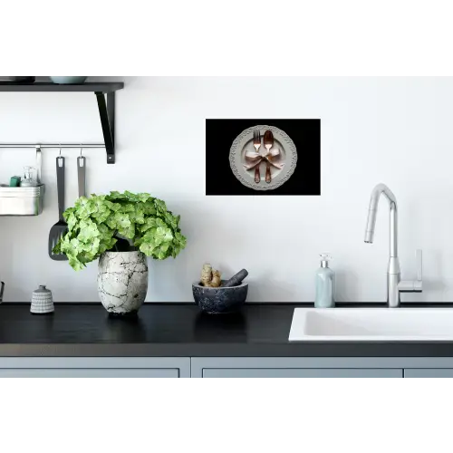 Rose - Strik - Bestek Muursticker klein -keuken