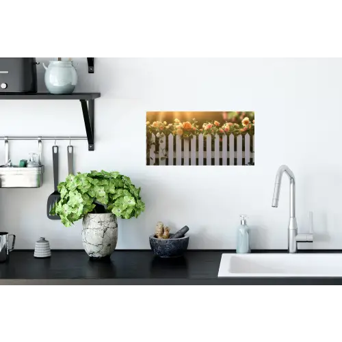 Rozen - Hek - Zonlicht Muursticker klein -keuken