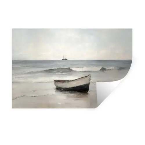Roeiboot - Zee - Horizon Muursticker klein -3d