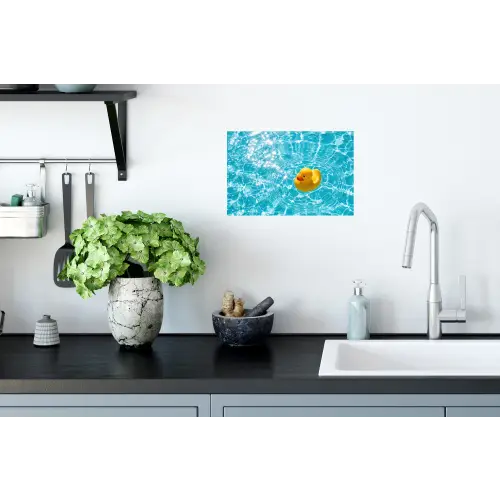 Badeend - Dobberen - Blauw Muursticker klein -keuken
