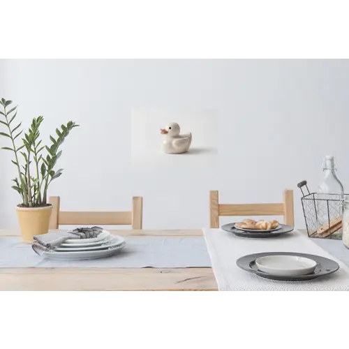 Badeend - Minimalistisch - Wit Muursticker klein -eettafel