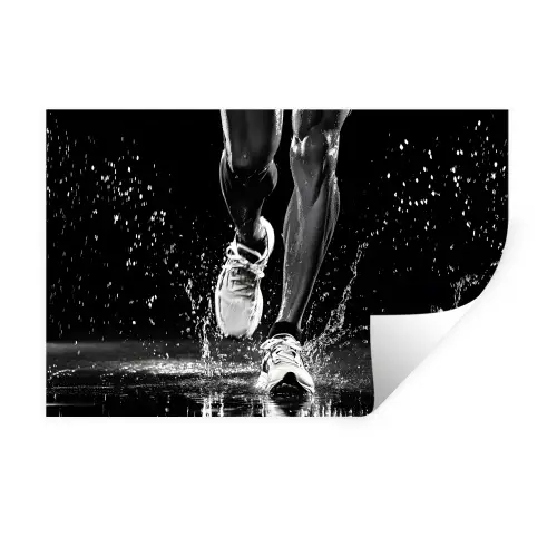 Hardloopschoenen - Rennen - Druppels - Zwart Muursticker klein -3d