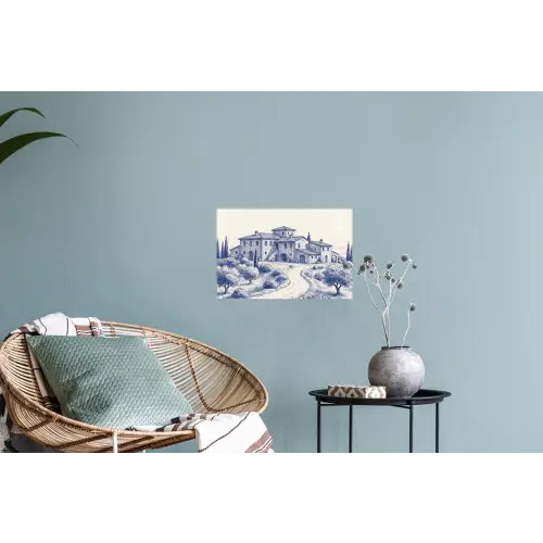 Rustiek - Landgoed - Blauw Muursticker klein -plant