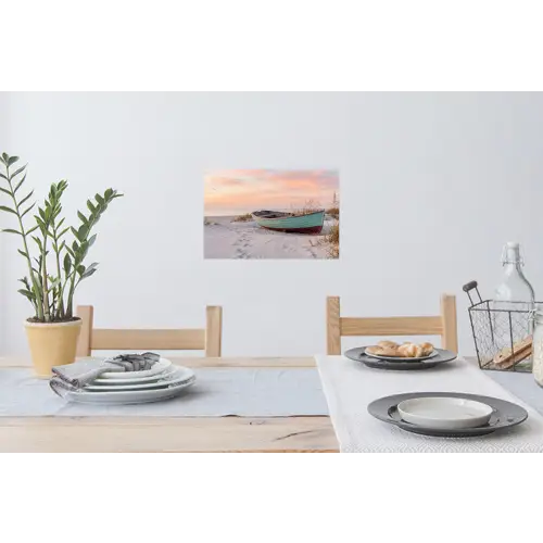 Rustiek - Roeiboot - Zandstrand Muursticker klein -eettafel