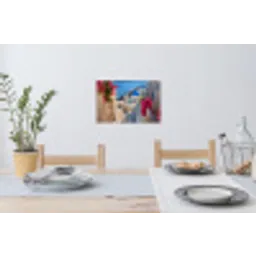 Santorini - Bloemen - Griekenland Muursticker klein -eettafel