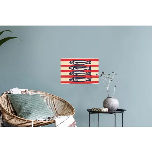 Sardines - Rood en beige strepen Muursticker klein -plant