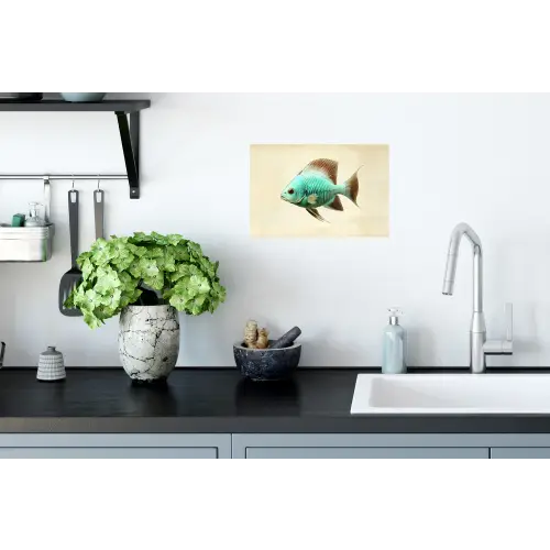 Schubben - Vis - Mint - Minimalistisch Muursticker klein -keuken