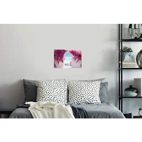 Zee - Roze - Bloemen - Poort Muursticker klein -slaapkamer