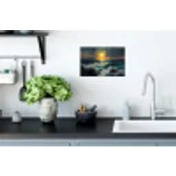 Zee - Zon - Golven - Rotsen Muursticker klein -keuken