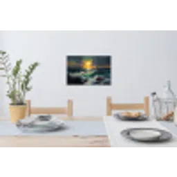 Zee - Zon - Golven - Rotsen Muursticker klein -eettafel
