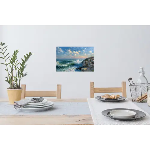 Zee - Golven - Rotsen - Meeuwen Muursticker klein -eettafel