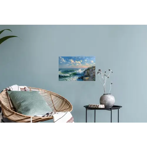 Zee - Golven - Rotsen - Meeuwen Muursticker klein -plant