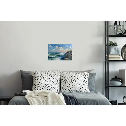 Zee - Golven - Rotsen - Meeuwen Muursticker klein -slaapkamer