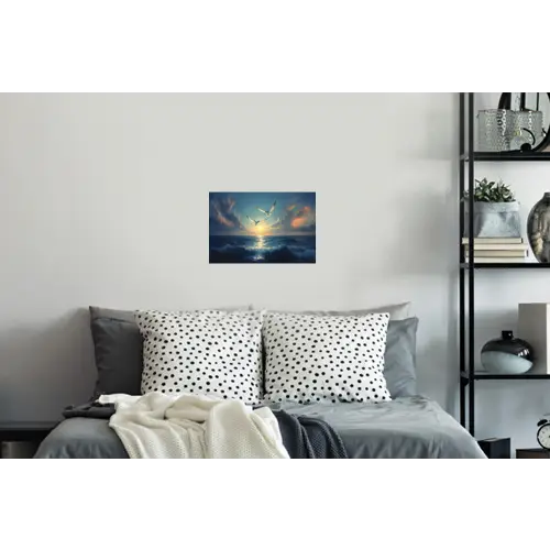 Meeuwen - Zee - Wolken -Blauw Muursticker klein -slaapkamer