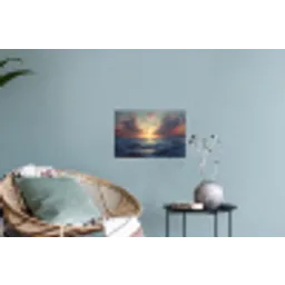 Meeuwen - Zonsondergang - Zee - Wolken Muursticker klein -plant