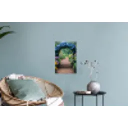 Doorkijk - Bloemen - Hortensia - Pad Muursticker klein -plant