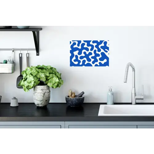 Vormen - Abstract - Blauw - Golven Muursticker klein -keuken