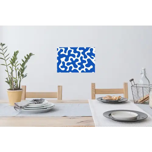 Vormen - Abstract - Blauw - Golven Muursticker klein -eettafel
