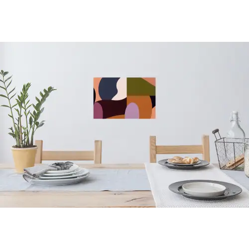 Vormen - Abstract - Kleuren - Vierkant Muursticker klein -eettafel