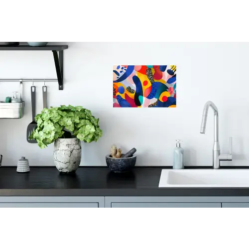 Vormen - Abstract - Stippels - Blauw Muursticker klein -keuken