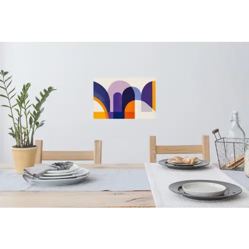 Vormen - Abstract - Grafisch - Oranje Muursticker klein -eettafel
