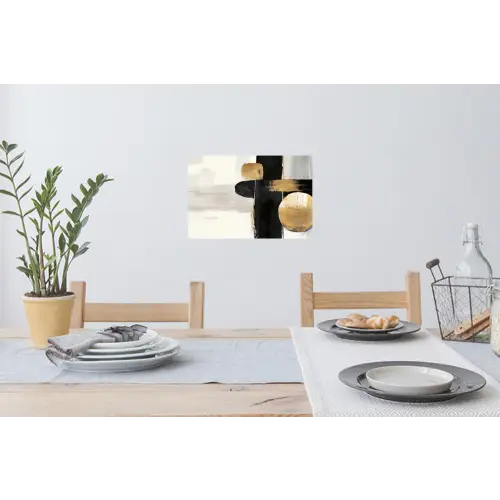Vormen - Penseelstreken - Abstract - Goud Muursticker klein -eettafel