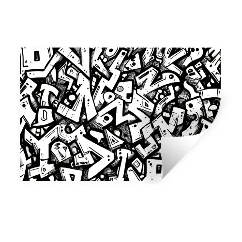 Vormen - Letters - Graffiti - Zwart Muursticker klein -3d