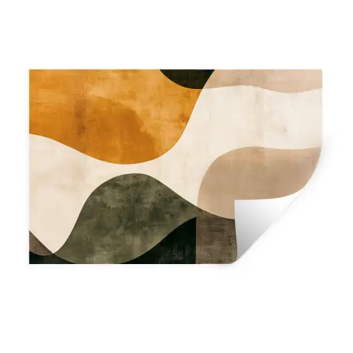 Vormen - Okergeel - Abstract Muursticker klein -3d