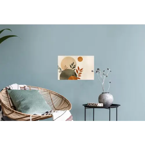 Vormen - Rond - Bladeren - Beige Muursticker klein -plant