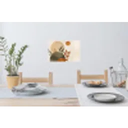 Vormen - Rond - Bladeren - Beige Muursticker klein -eettafel