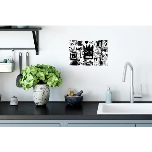 Vormen - Gezocht - Zwart - Abstract Muursticker klein -keuken