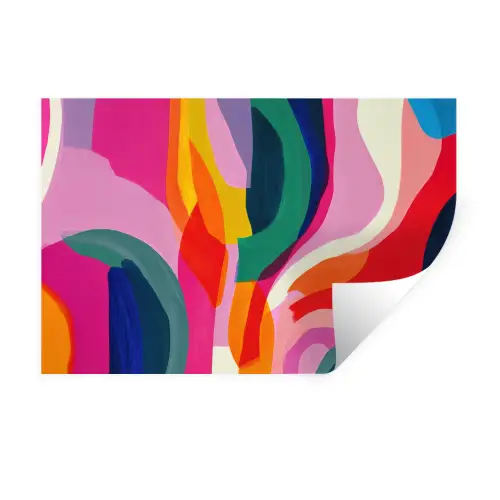 Vormen - Golvend - Abstract - Felroze Muursticker klein -3d