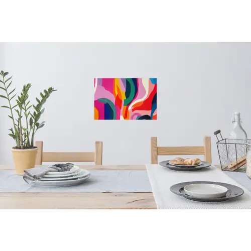 Vormen - Golvend - Abstract - Felroze Muursticker klein -eettafel