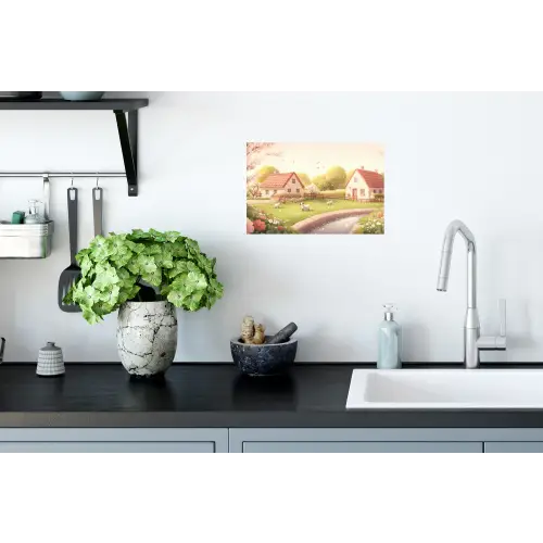 Schapen - Huisje - Platteland Muursticker klein -keuken